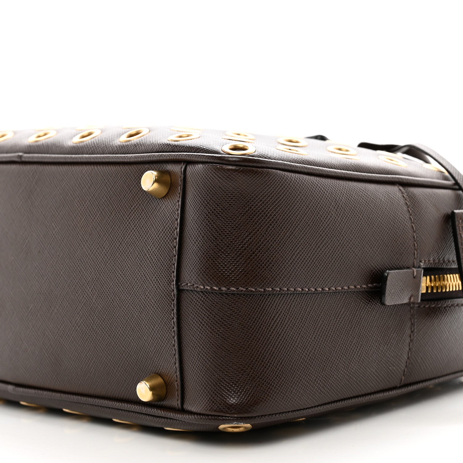 Prada Saffiano Grommets Bowler Bruciato 9 of 12