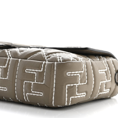 Fendi Nappa FF 1974 Embossed Stitched Baguette Tortora 10 of 13