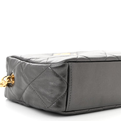Chanel Metallic Calfskin Pearl Quilted CC Mini Camera Case Ruthenium 9 of 11