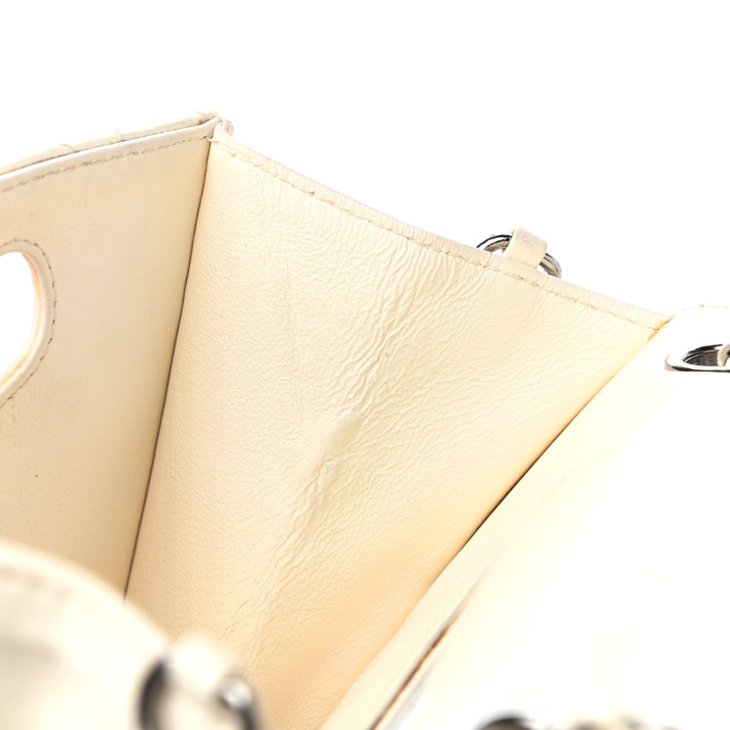Lambskin Top Handle Logo Flap White