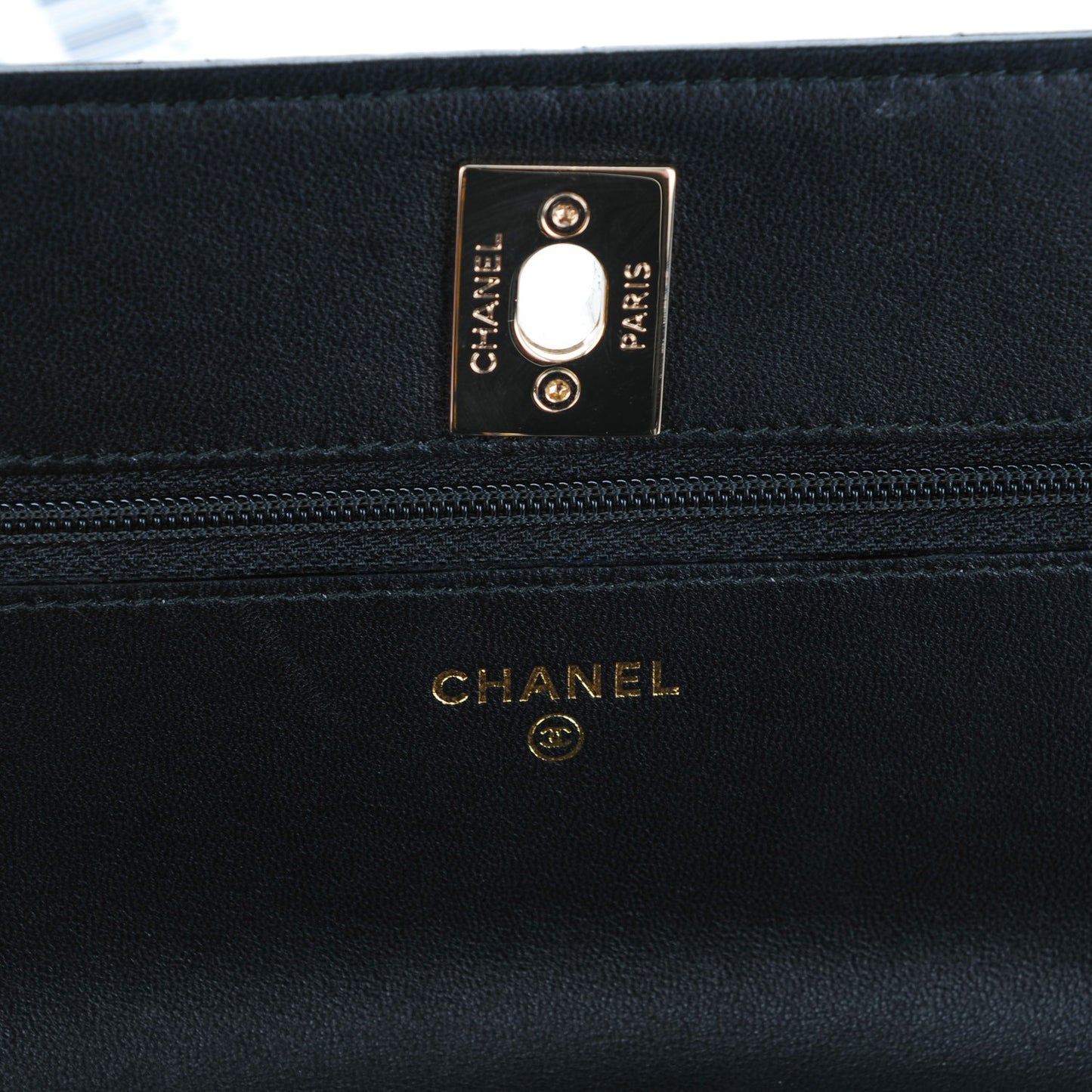 Lambskin Quilted Trendy CC Wallet On Chain WOC Black