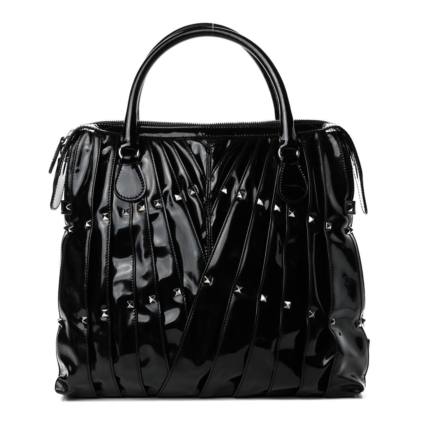 VALENTINO Patent Maizeon Studded Tote Black