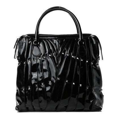 Prada VALENTINO Patent Maizeon Studded Tote Black 1 of 4