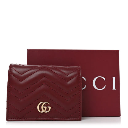 Gucci Calfskin Matelasse GG Marmont Card Case Wallet Rosso Ancora 8 of 8