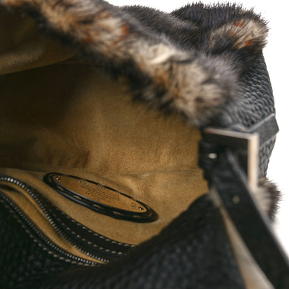 Fendi Cuoio Romano Selleria Rabbit Fur Crystal Mini Mama Baguette Black Multicolor 5 of 11