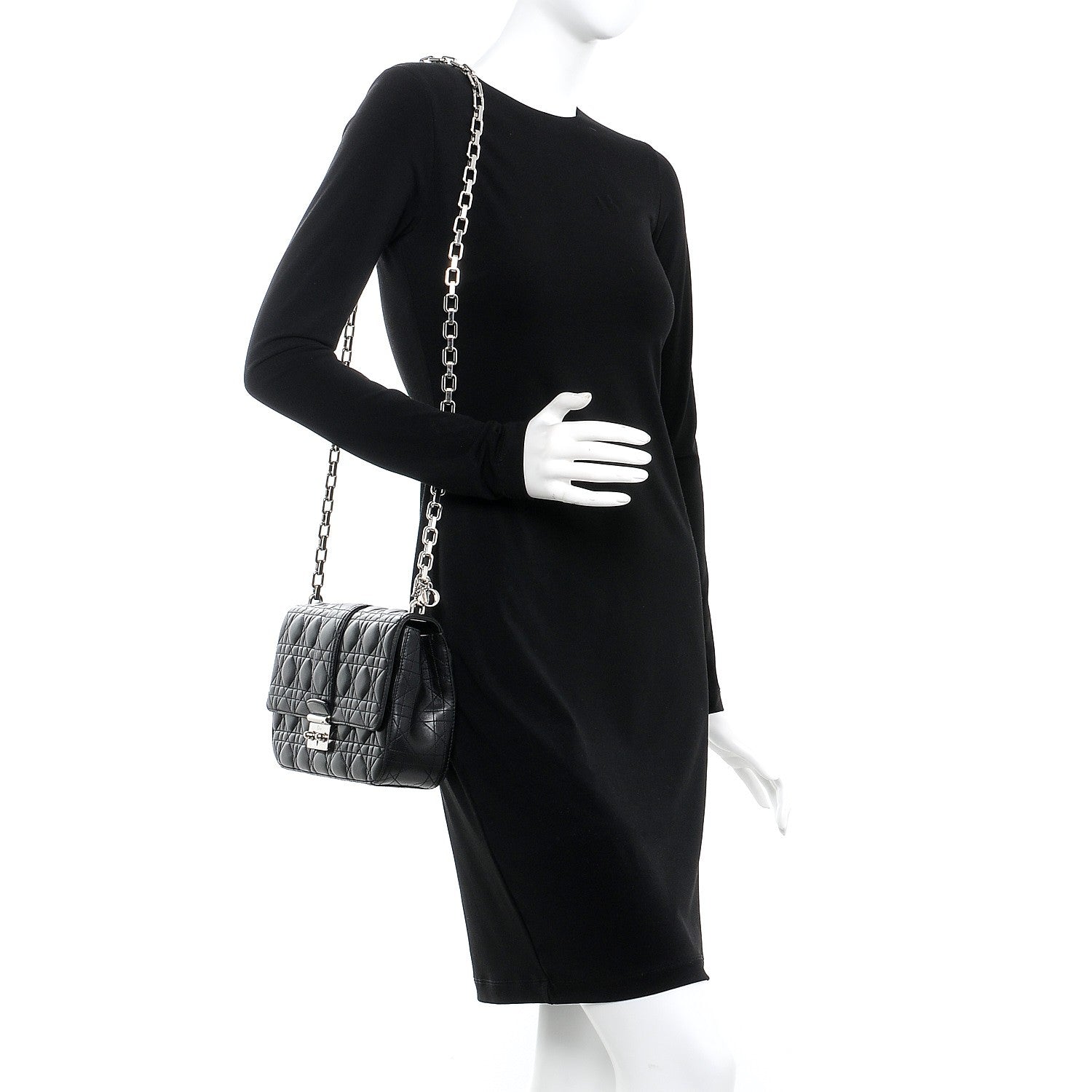 Christian Dior Lambskin Cannage Medium Miss Dior Flap Black 2 of 7