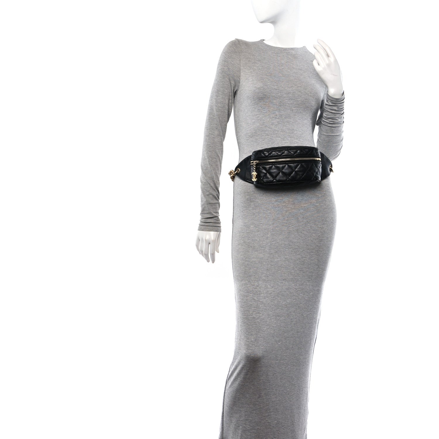 Chanel Lambskin Quilted Linked In Waist Bag Black 2 of 10
