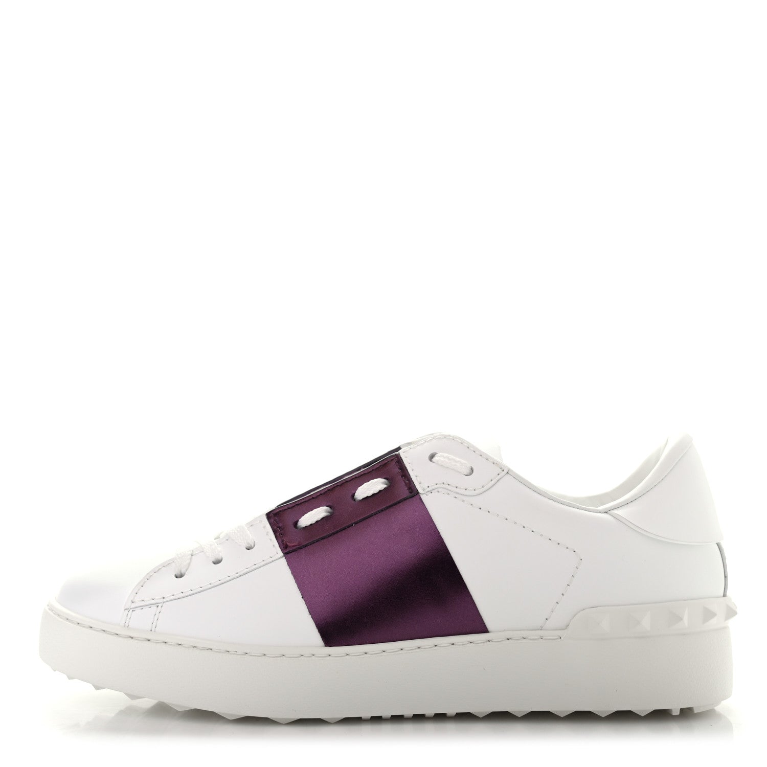 Valentino Garavani Calfskin Womens Rockstud Open Sneakers 38.5 White Purple 1 of 8