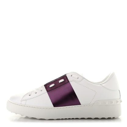 Valentino Garavani Calfskin Womens Rockstud Open Sneakers 38.5 White Purple 1 of 8