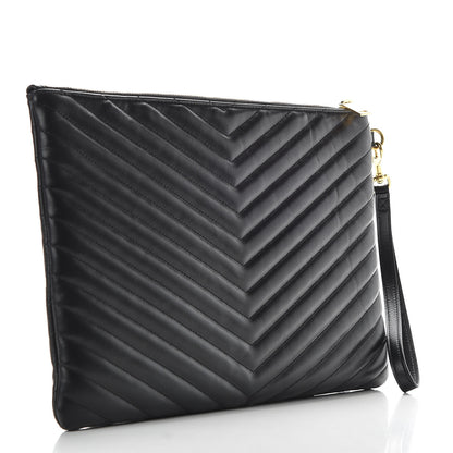 Saint Laurent Calfskin Matelasse Monogram Cassandre Tablet Pouch Black 3 of 9
