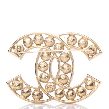 Chanel Pearl Crystal CC Brooch Gold Pearly White 2 of 3