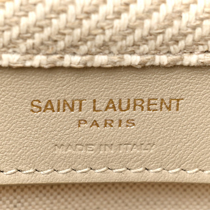 Saint Laurent Diagonal Canvas Calfskin Rive Gauche Bucket Bag Beige 7 of 10