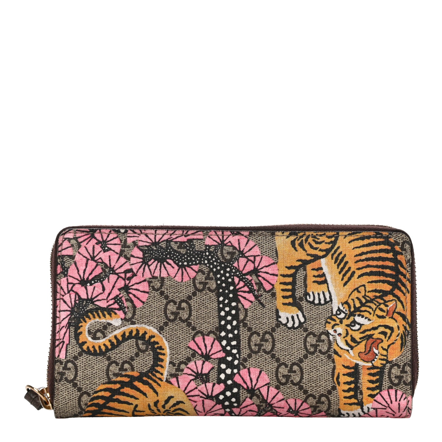 Gucci GG Supreme Monogram Bengal Zip Around Wallet Beige Pink 1 of 12