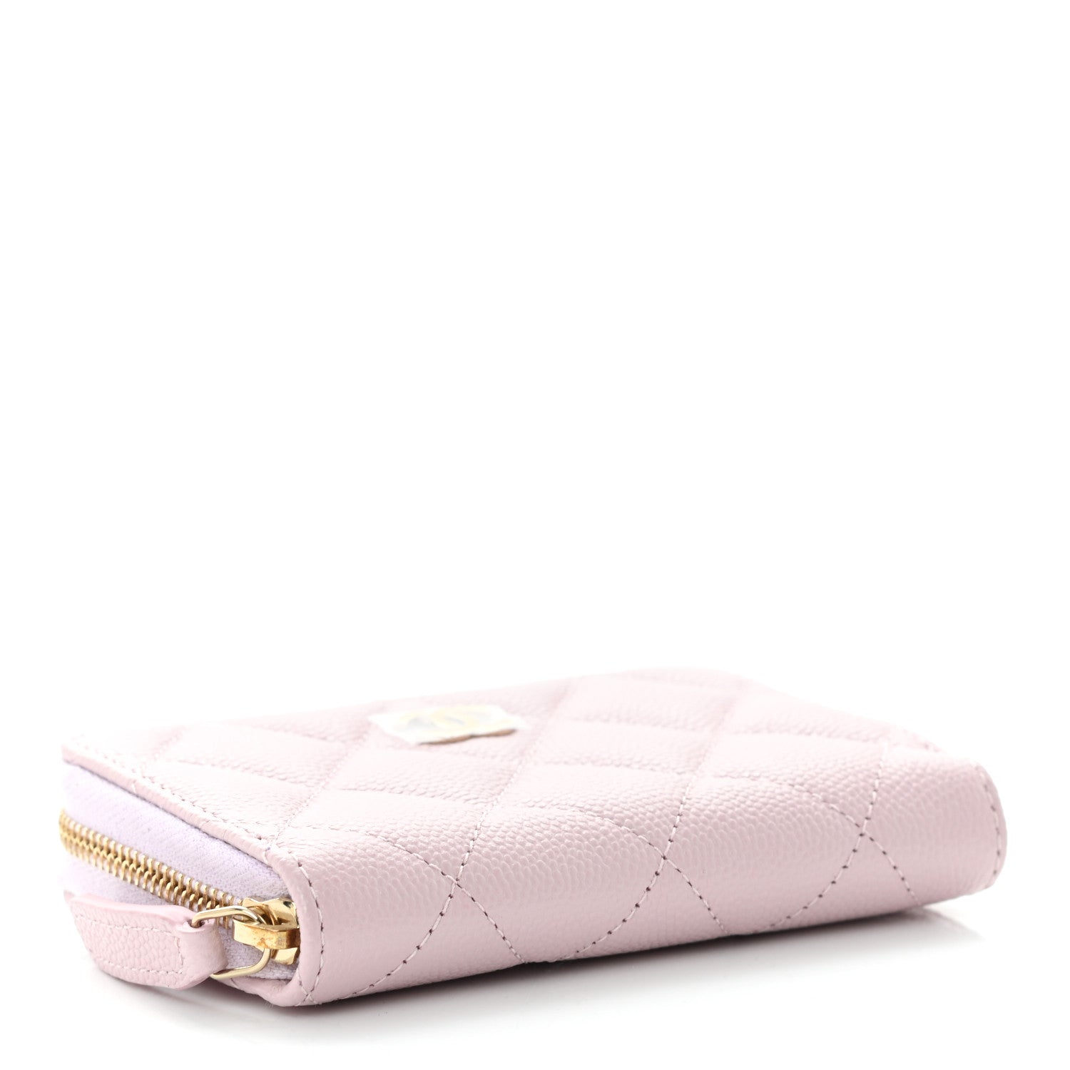 Chanel Caviar Quilted Zip Coin Purse Wallet Pink 4 of 9