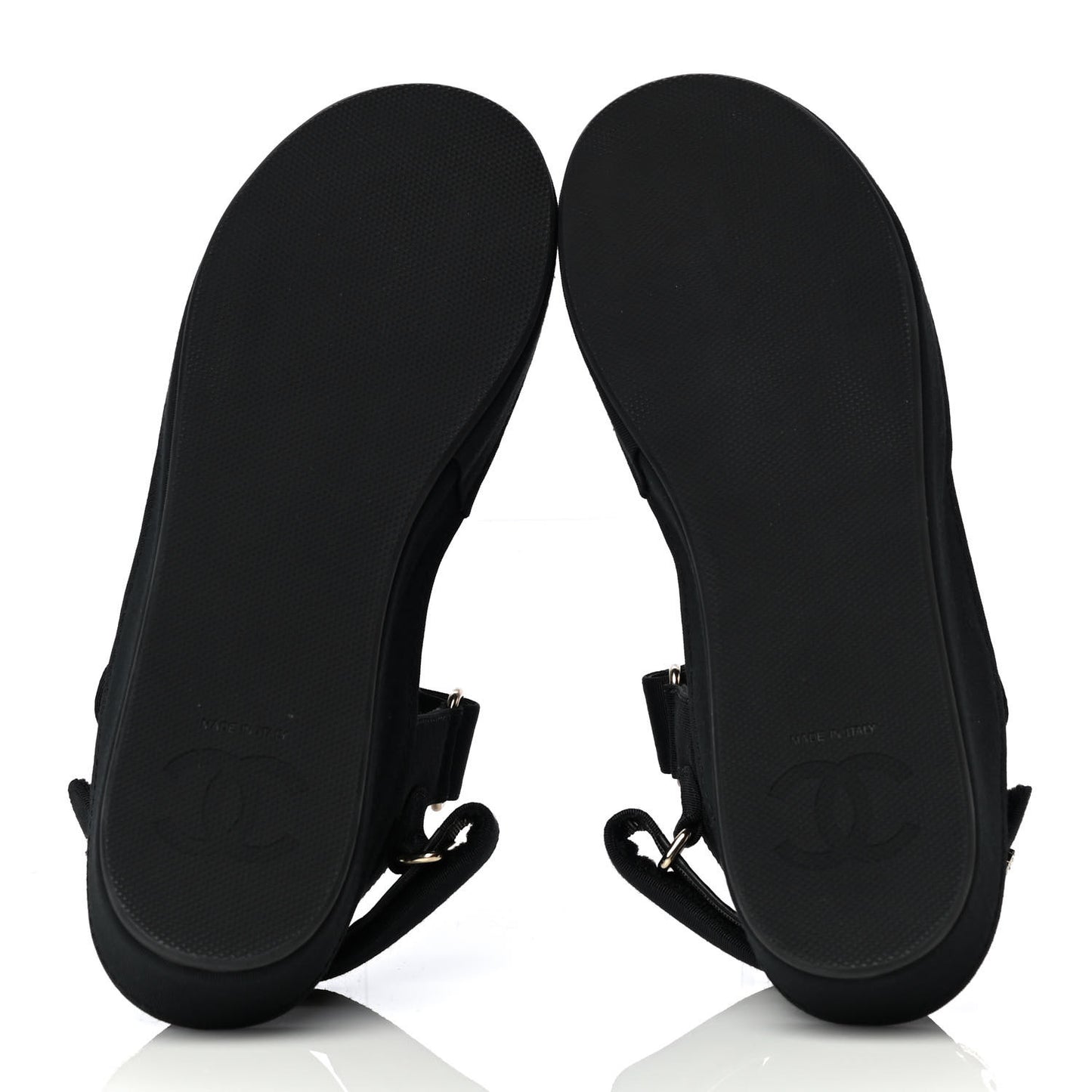 Grosgrain Crystal Logo Platform Sandals 36 Black