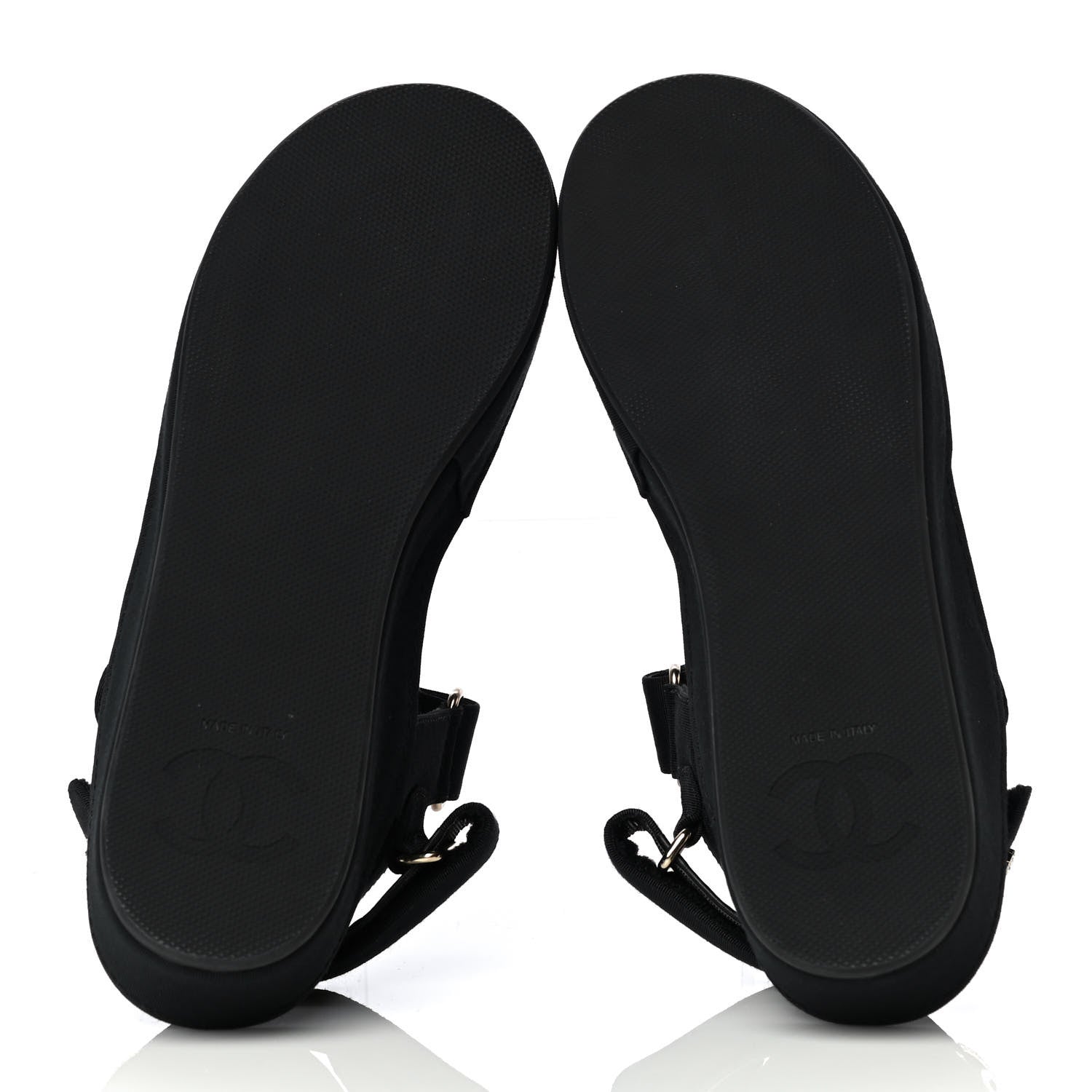 Chanel Grosgrain Crystal Logo Platform Sandals 36 Black 6 of 16