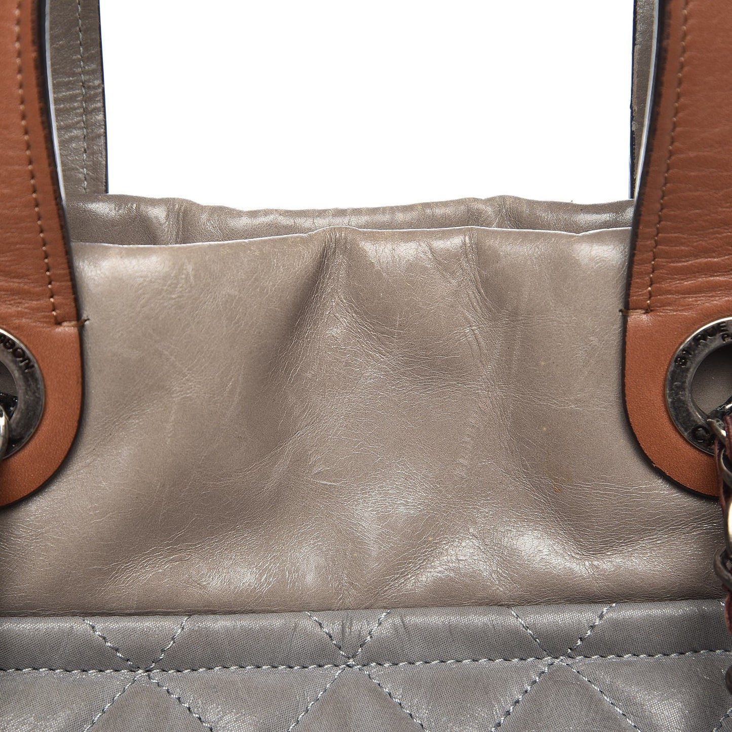 Iridescent Calfskin Quilted Small In The Mix Tote Grey