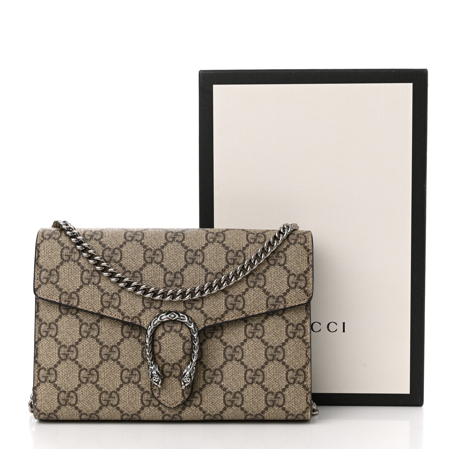 GG Supreme Monogram Mini Dionysus Chain Wallet Beige Taupe