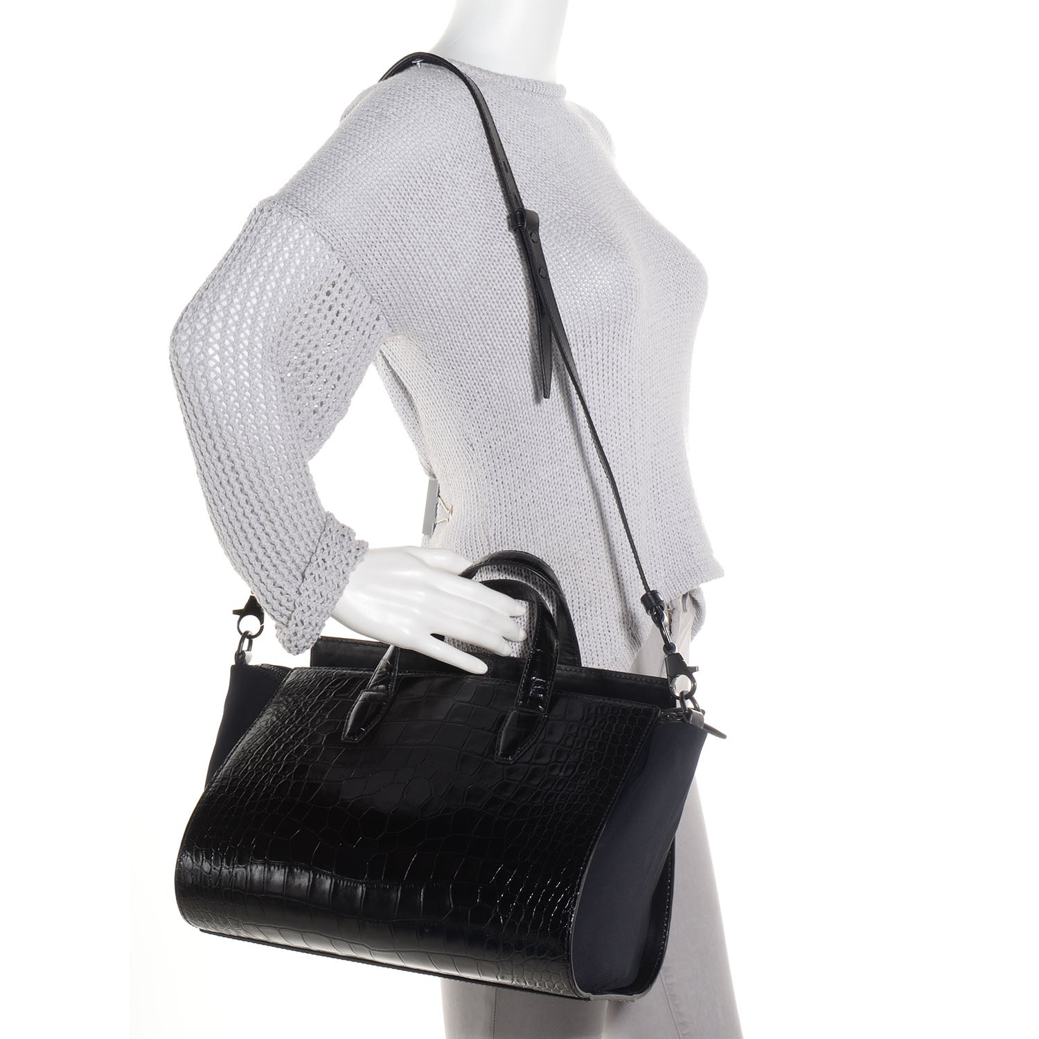 Alexander Wang Croc Stamped Neoprene Pelican Black 2 of 7