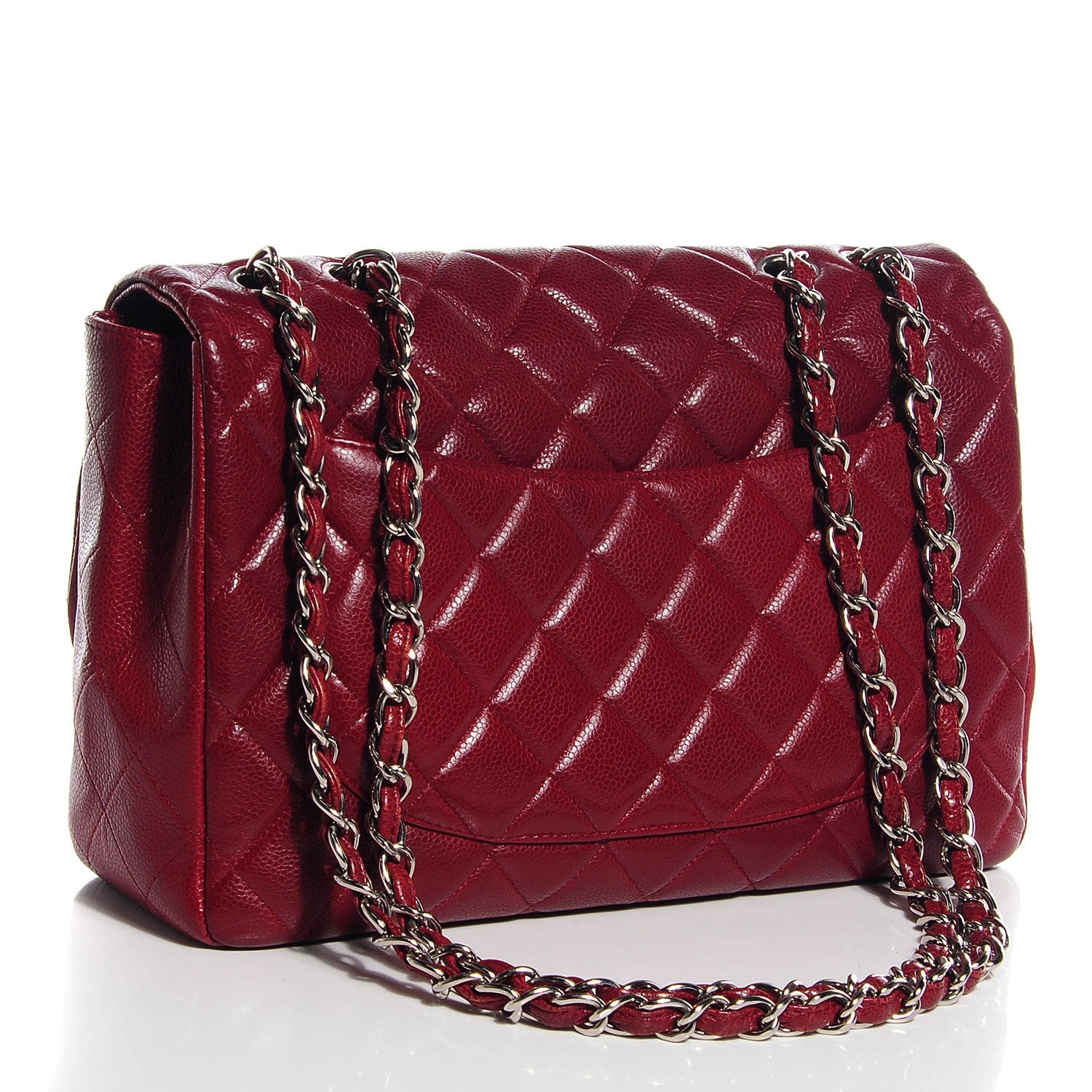 Chanel Caviar Quilted Jumbo Single Flap Dark Red 3 of 8