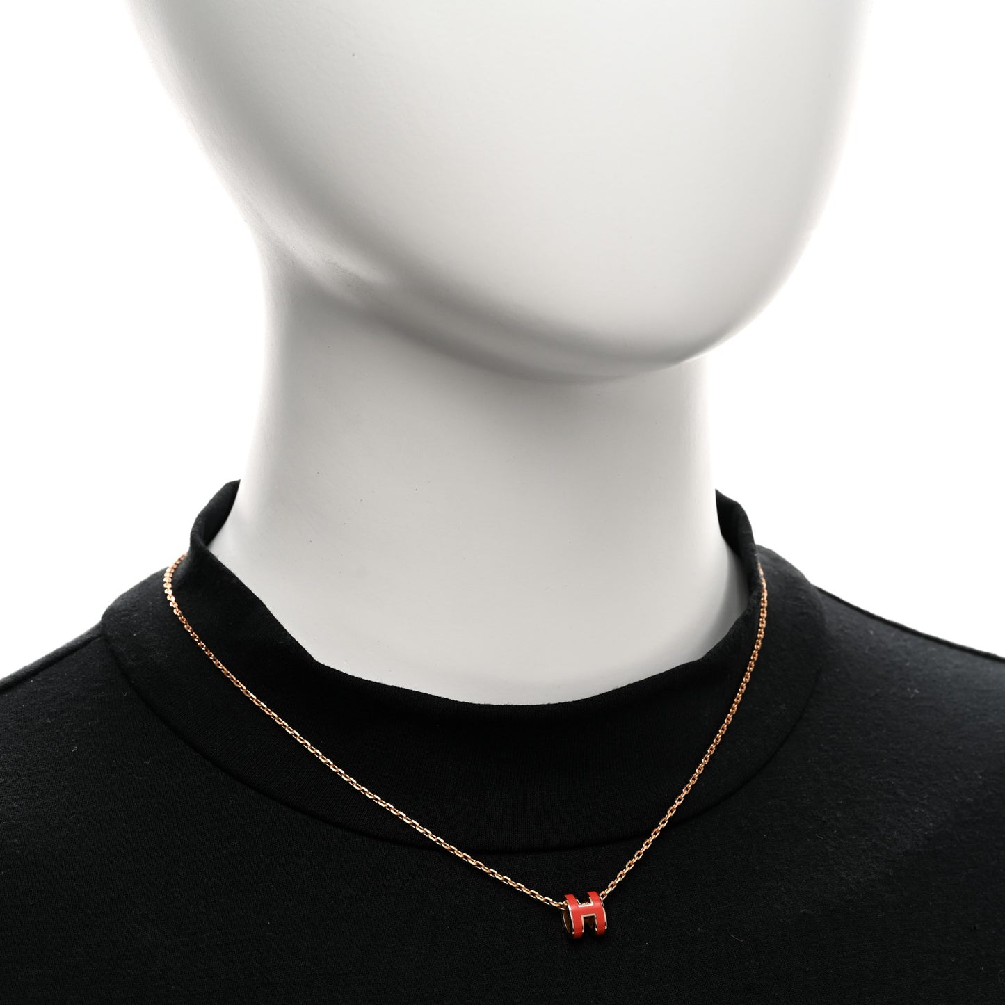 Lacquered Rose Gold Mini Pop H Pendant Necklace Orange