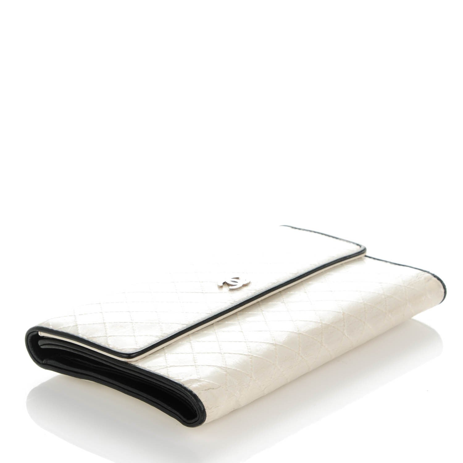 Chanel Calfskin Diamond Stitched Long Flap Wallet White 4 of 9