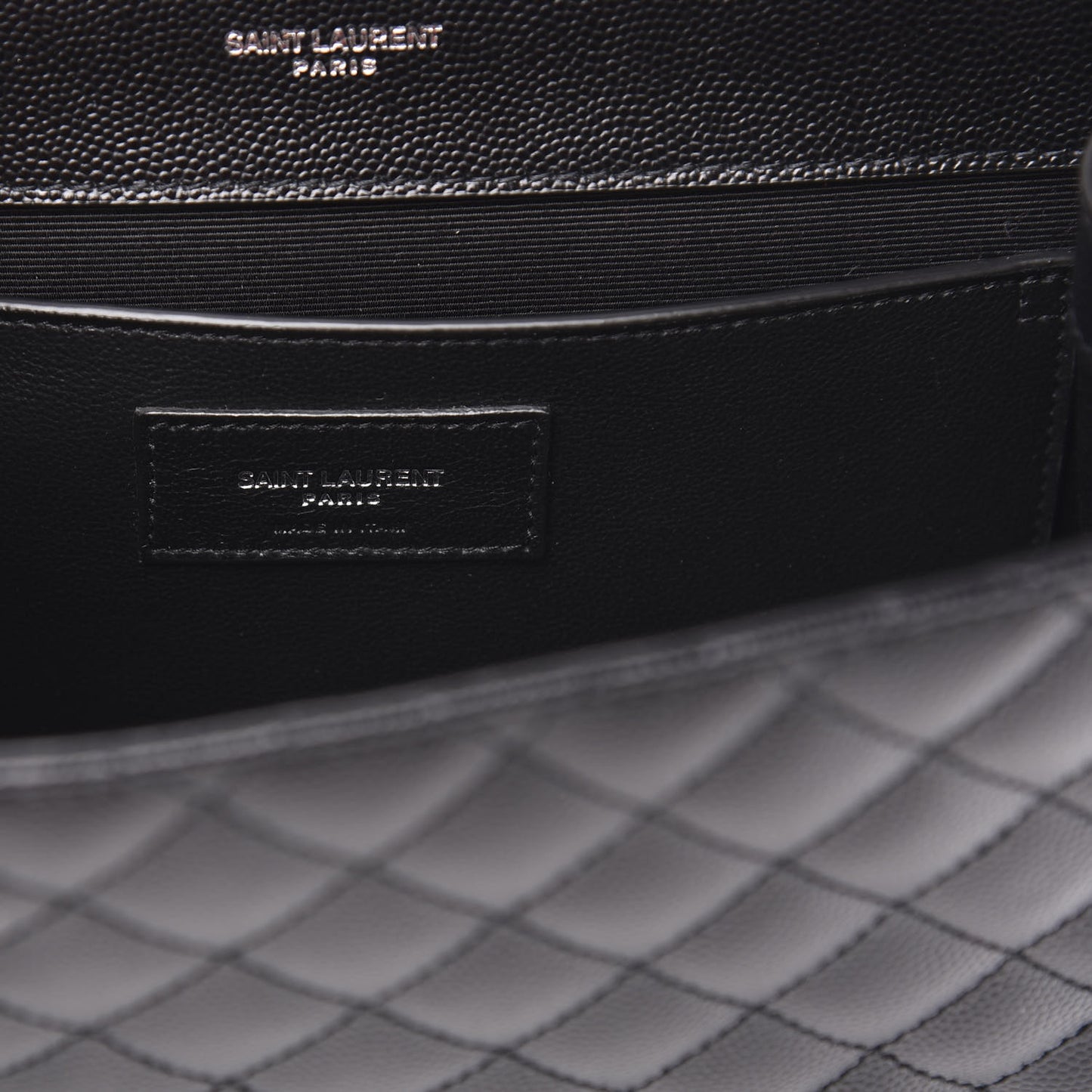 Grain De Poudre Textured Mixed Matelasse Triquilt Medium Monogram Satchel Black