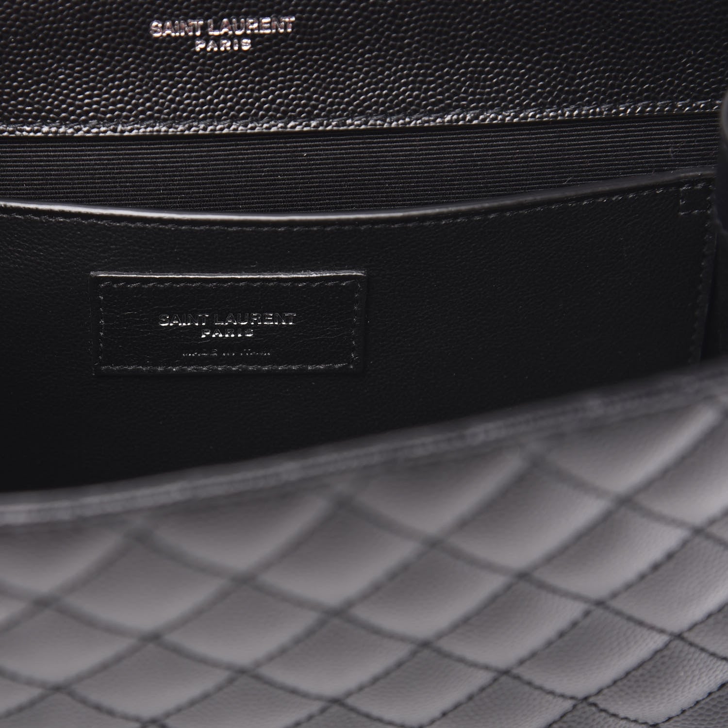 Saint Laurent Grain De Poudre Textured Mixed Matelasse Triquilt Medium Monogram Satchel Black 7 of 10