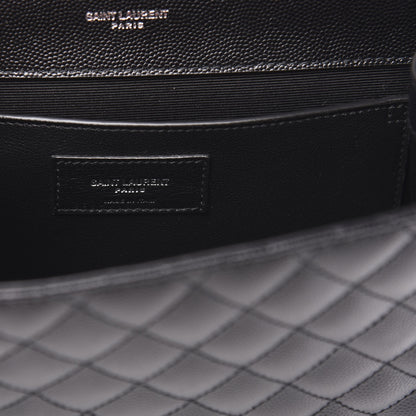 Saint Laurent Grain De Poudre Textured Mixed Matelasse Triquilt Medium Monogram Satchel Black 7 of 10