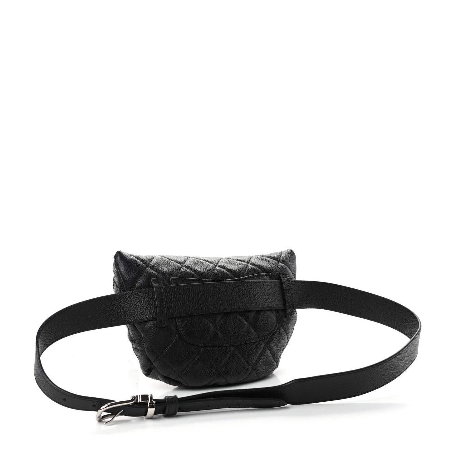 Grained Calfskin Quilted Waist Belt Bag Black