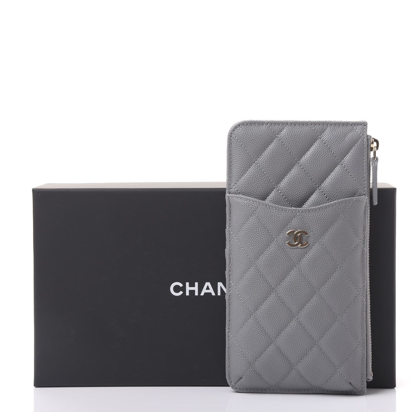 Caviar Quilted Classic iPhone Pouch Grey
