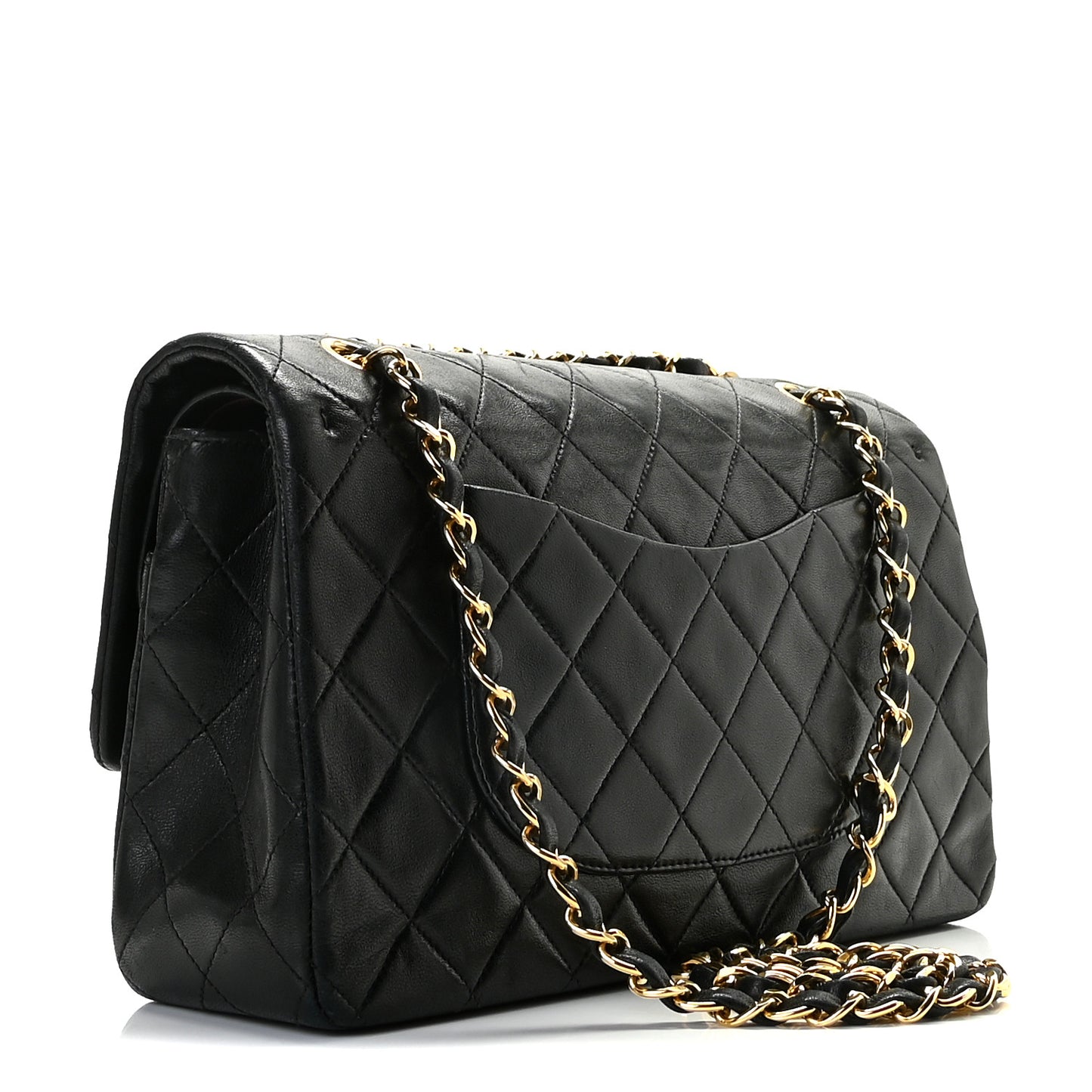 Lambskin Quilted Medium Double Flap Black