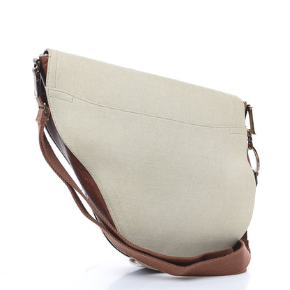 Christian Dior Calfskin Canvas Saddle Bag Beige 3 of 20