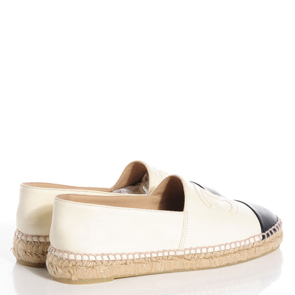 Chanel Lambskin Espadrilles White Black 37 4 of 5