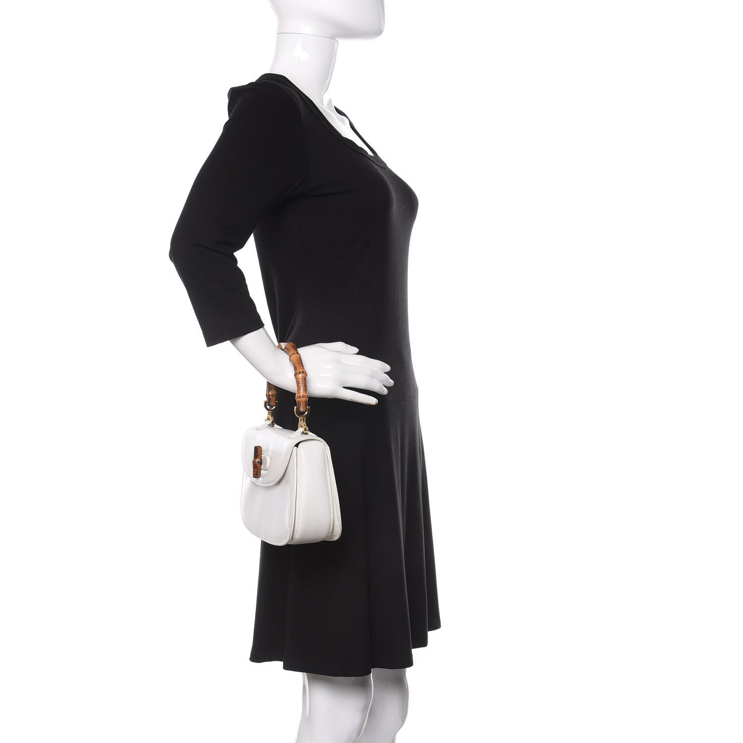 Calfskin Bamboo Top Handle Bag White