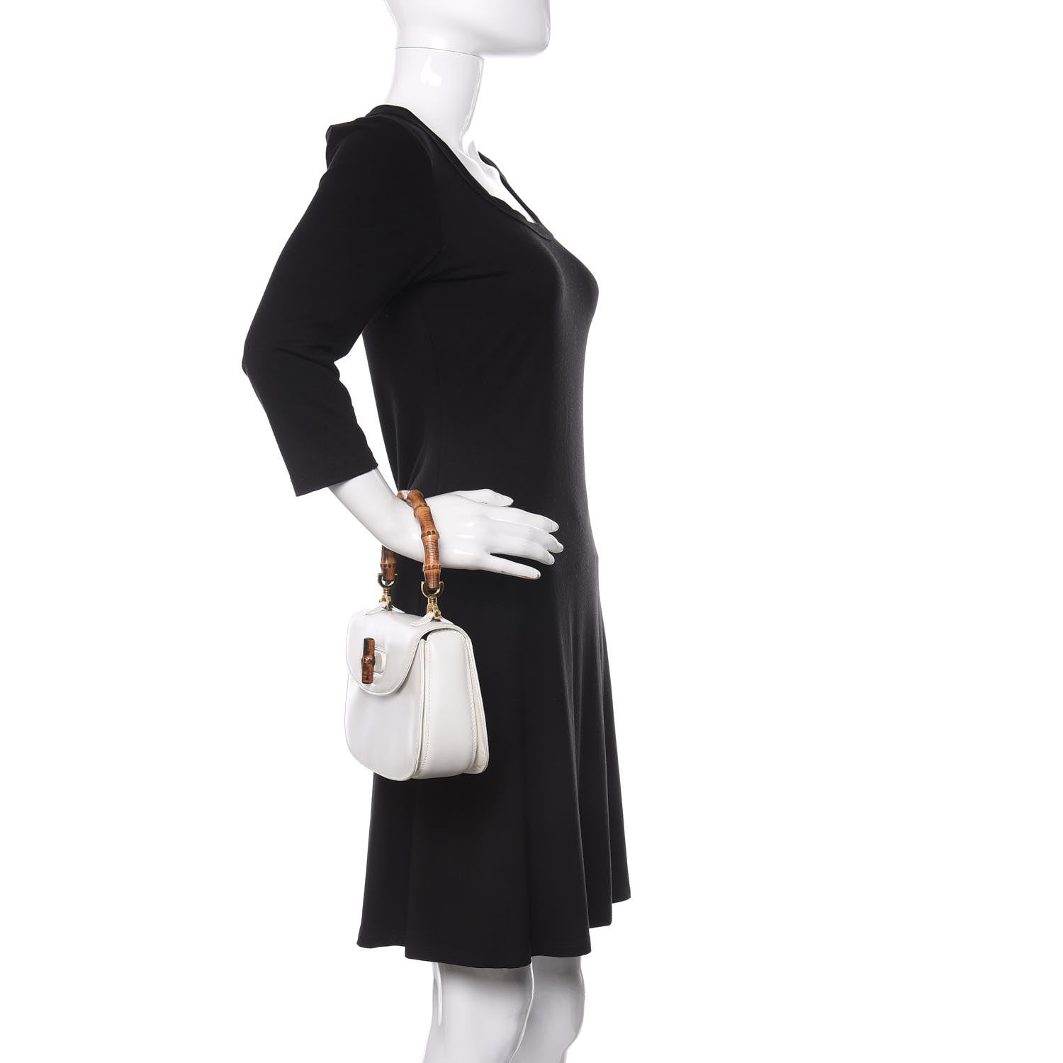 Gucci Calfskin Bamboo Top Handle Bag White 2 of 14