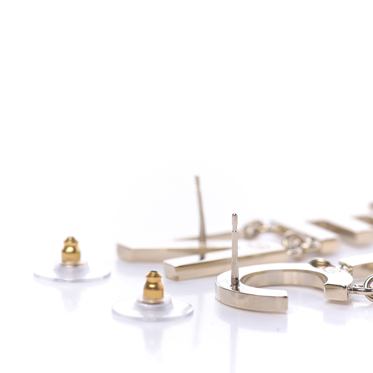 Chanel Metal Cha-Nel Logo Drop Earrings Gold 3 of 5
