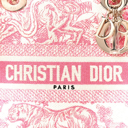 Christian Dior Canvas Toile De Jouy Embroidered Medium Lady D-Lite Peony Pink 8 of 12
