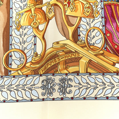 Hermes Silk La Danse du Cheval Marwari Scarf 90 Vanille Bleu Gris Multicolor 2 of 5
