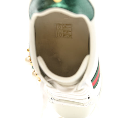 Gucci Calfskin Web Pearl Studded Womens Ace Sneakers 35 White 13 of 15