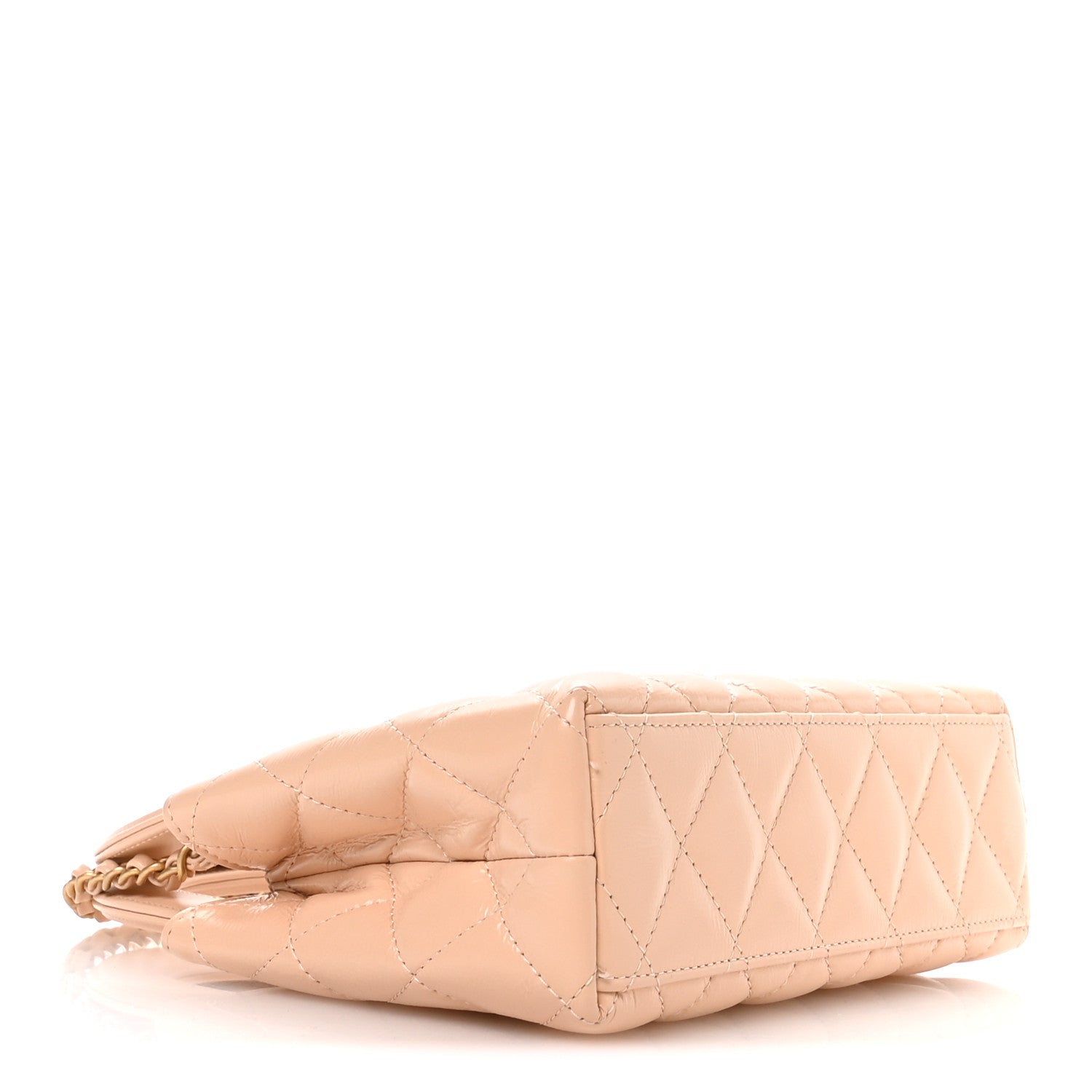Chanel Shiny Aged Calfskin Quilted Nano Kelly Shopper Beige 4 of 10