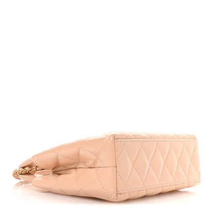 Chanel Shiny Aged Calfskin Quilted Nano Kelly Shopper Beige 4 of 10