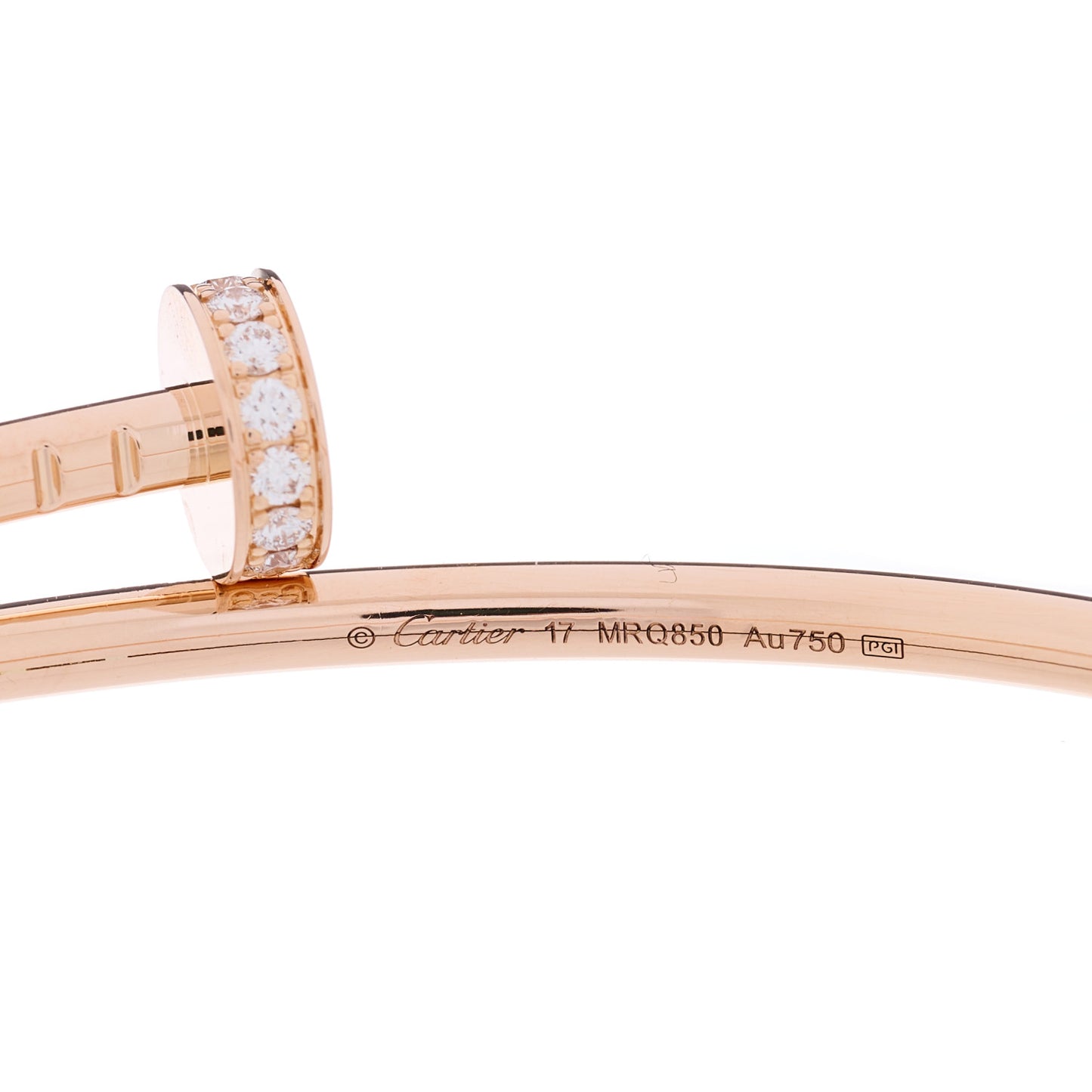 18K Pink Gold Diamond Small Juste Un Clou Bracelet 17