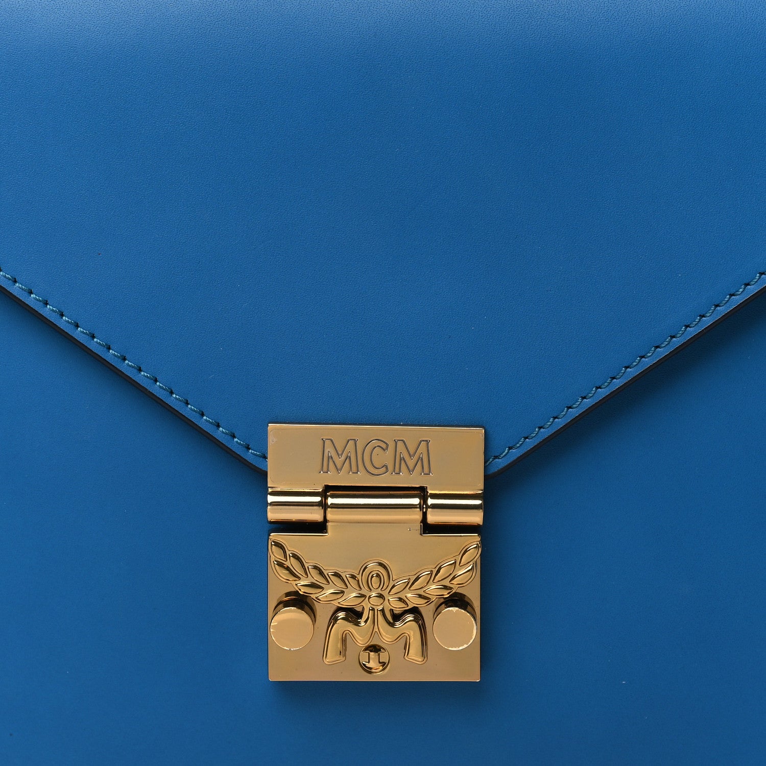 MCM Calfskin Patricia Park Avenue Crossbody Bag Blue 7 of 9