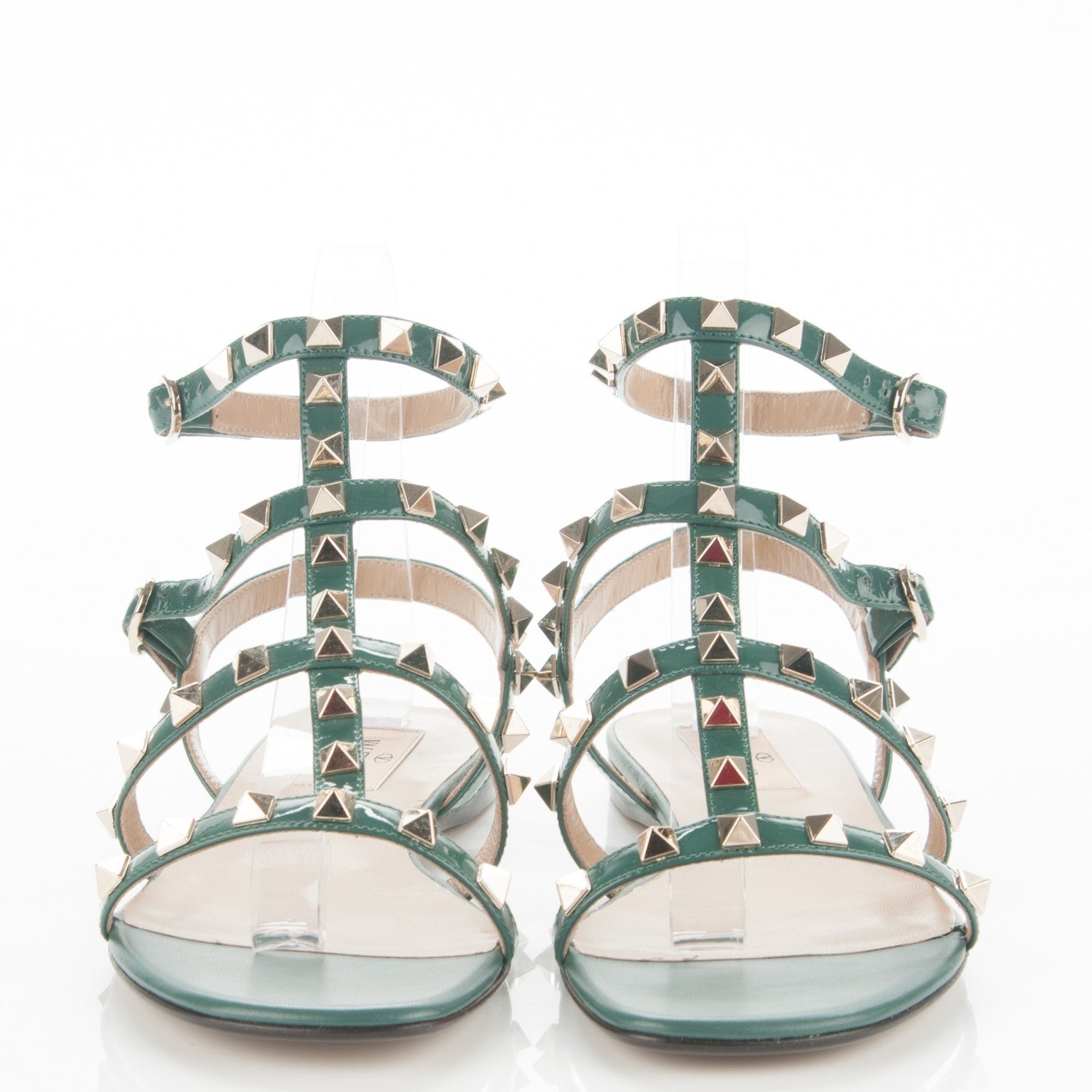Valentino Garavani Patent Rockstud Gladiator Flat Sandals 37 Giada 2 of 6