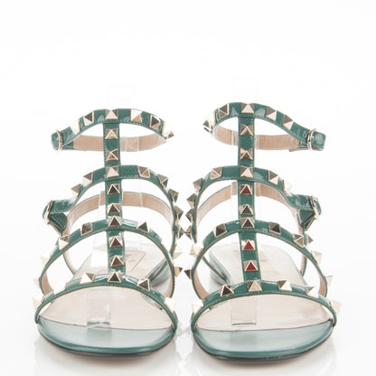 Valentino Garavani Patent Rockstud Gladiator Flat Sandals 37 Giada 2 of 6