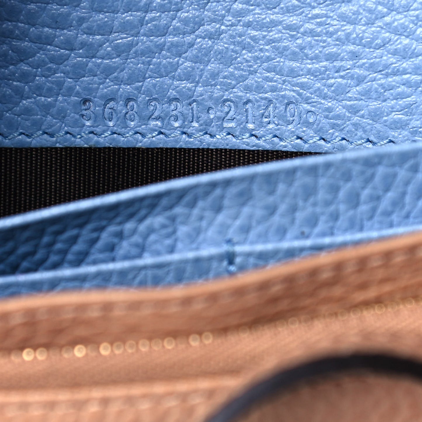 Dollar Calfskin Mini Swing Wallet Bag Camelia Mineral Blue