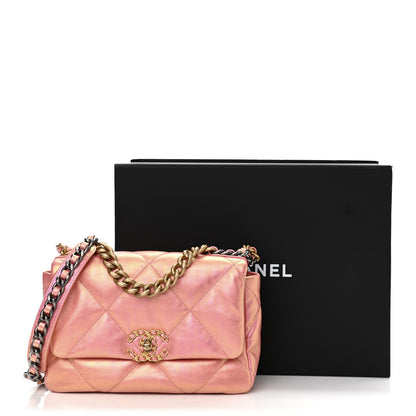 Chanel Iridescent Calfskin Quilted Medium Chanel 19 Flap Pink 11 of 11