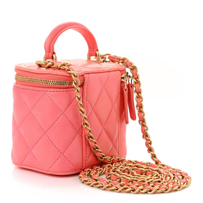 Chanel Lambskin Quilted Ombre Top Handle Mini Vanity Case With Chain Coral 3 of 10