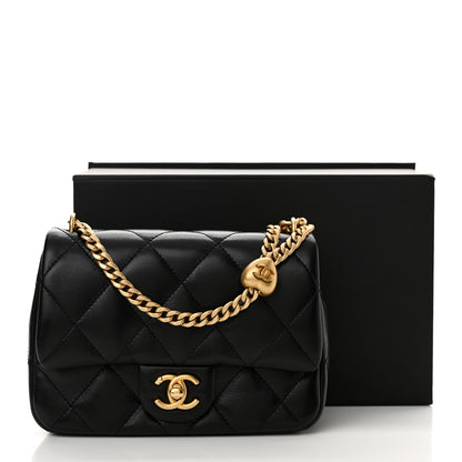 Chanel Shiny Lambskin Quilted Mini Sweetheart Flap Black 11 of 11